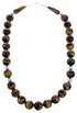 Southwest Genuine Sterling Silver Tiger Eye Bead Necklace BX119758